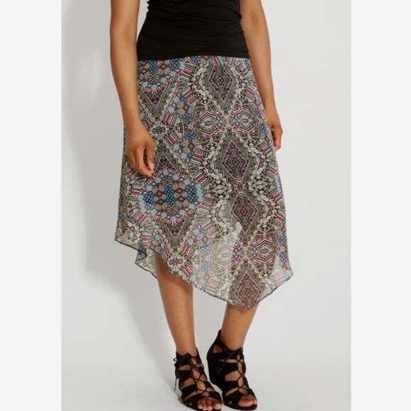 Maurices Multicolor & Multi Print Pull On Stretch Waist Chiffon Midi Skirt - Picture 1 of 15